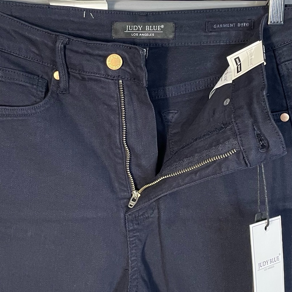 Judy Blue Tummy Control Wide Leg Crop Jean Garment Dyed Navy Blue NWT - Picture 7 of 11